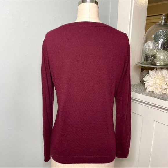Talbots Burgundy Red Crewneck Novelty Sweater XS - Picture 6 of 11